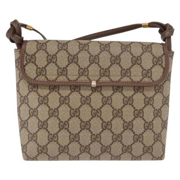 GUCCI GG Supreme Shoulder Bag PVC Beige Gold - Picture 2 of 16